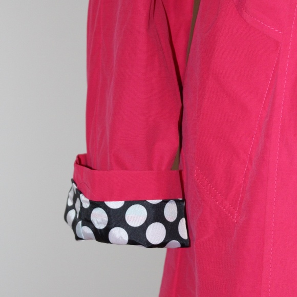 Isaac Mizrahi , Hot pink trench rain coat with Polka Dot Lining - Picture 6 of 13